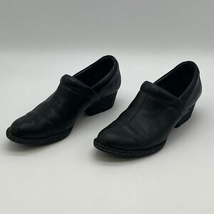 BORN Women’s Leather Clogs 9.5 Black Comfort Slip On‎ Low Heel Shoes Cushioned